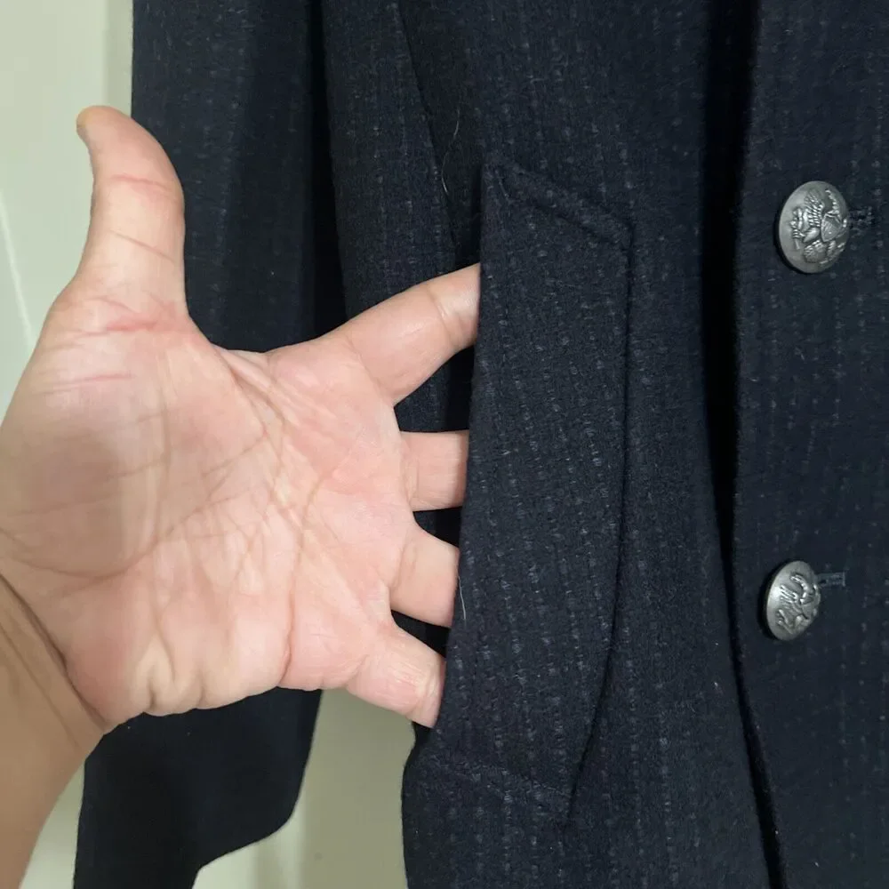 TALLIA Navy Wool Blend Coat Young Men's Size M 12-14 . MSRP $195. NWT - Picture 6 of 12